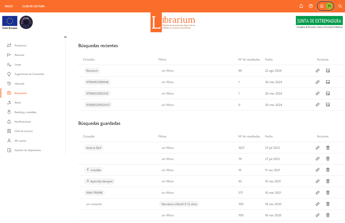 Guardar y compartir búsquedas